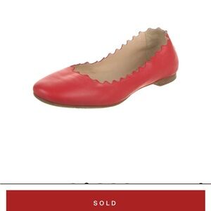 Red Scalloped Ballet Flats